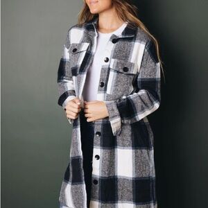 Plaid Women's Jacket - Blue and White